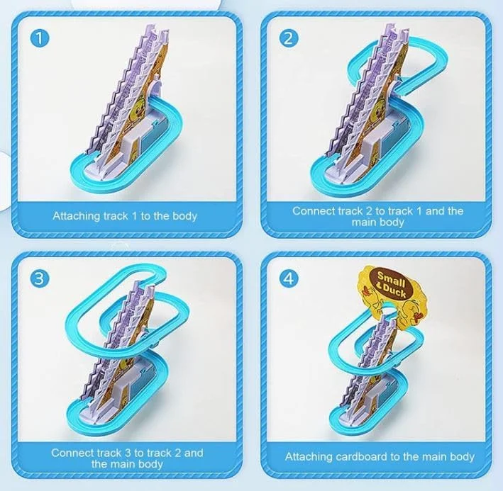 Musical Duck Climbing Stairs Toy - Battery Operated Track Toy with 6 Cute Ducks, Educational Baby Gift - KT196132 view 12