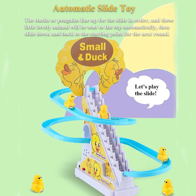 Musical Duck Climbing Stairs Toy - Battery Operated Track Toy with 6 Cute Ducks, Educational Baby Gift - KT196132 view 4
