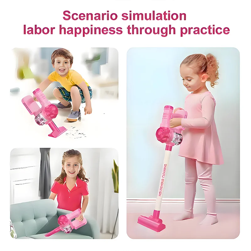 Pink Vacuum Cleaner Household Toy - Pretend Play Cleaning Set with Lights & Sounds, Educational Role Play Gift - KT196348 view 5