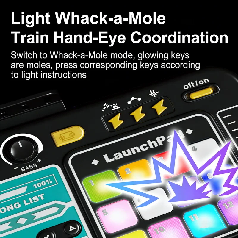 Multi-function Bluetooth DJ Mixer Toy - Musical Whack-a-Mole Game, Hand-Eye Coordination Training, Microphone - KT197318 view 3