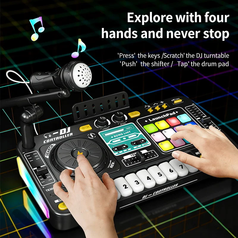 Multi-function Bluetooth DJ Mixer Toy - Musical Whack-a-Mole Game, Hand-Eye Coordination Training, Microphone - KT197318 view 7
