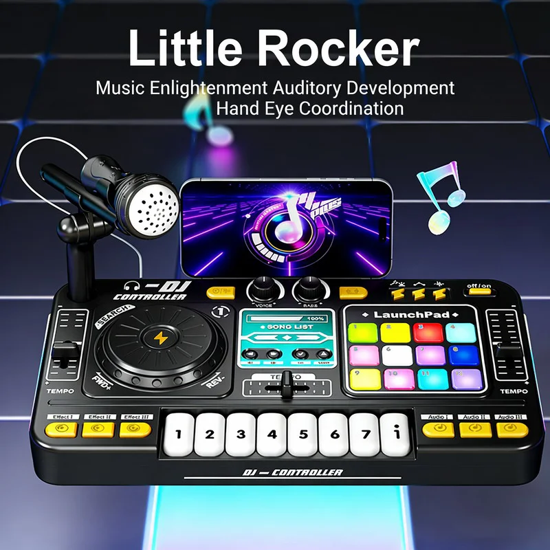Multi-function Bluetooth DJ Mixer Toy - Musical Whack-a-Mole Game, Hand-Eye Coordination Training, Microphone - KT197318 view 8