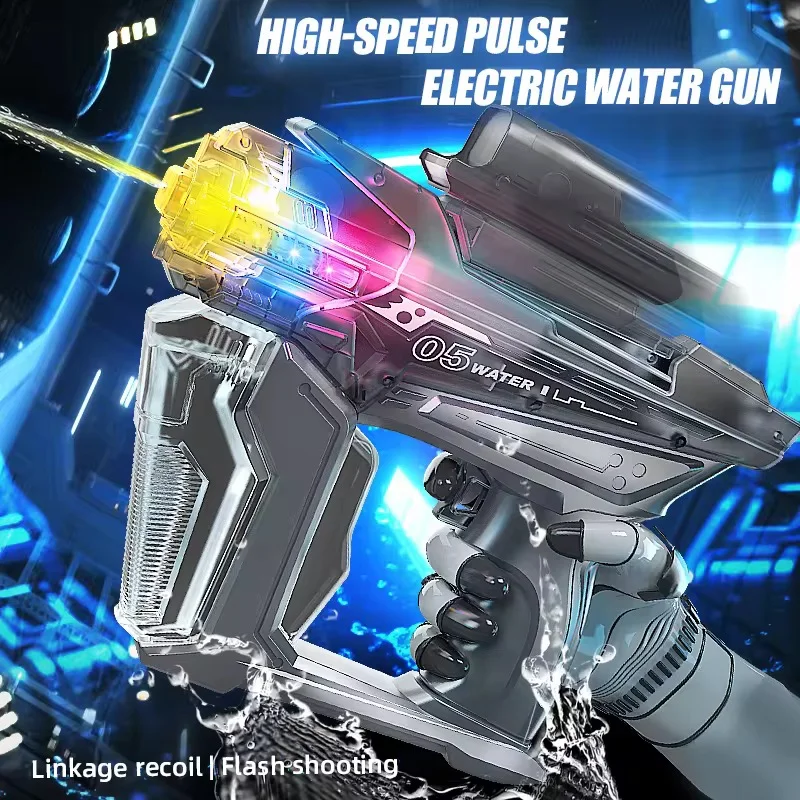 Linkage Transparent Electric Water Gun - LED Glow Automatic Water Blaster, 10M Range, Summer Pool Toy - KT203215 view 6