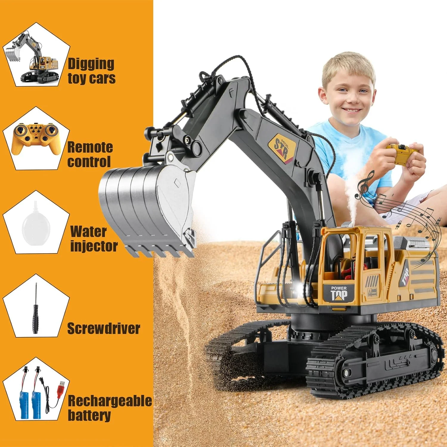 1:14 Professional Alloy RC Excavator - 14-Channel 2.4GHz Engineering Toy with Realistic Hydraulic Movement - KT205937 view 3