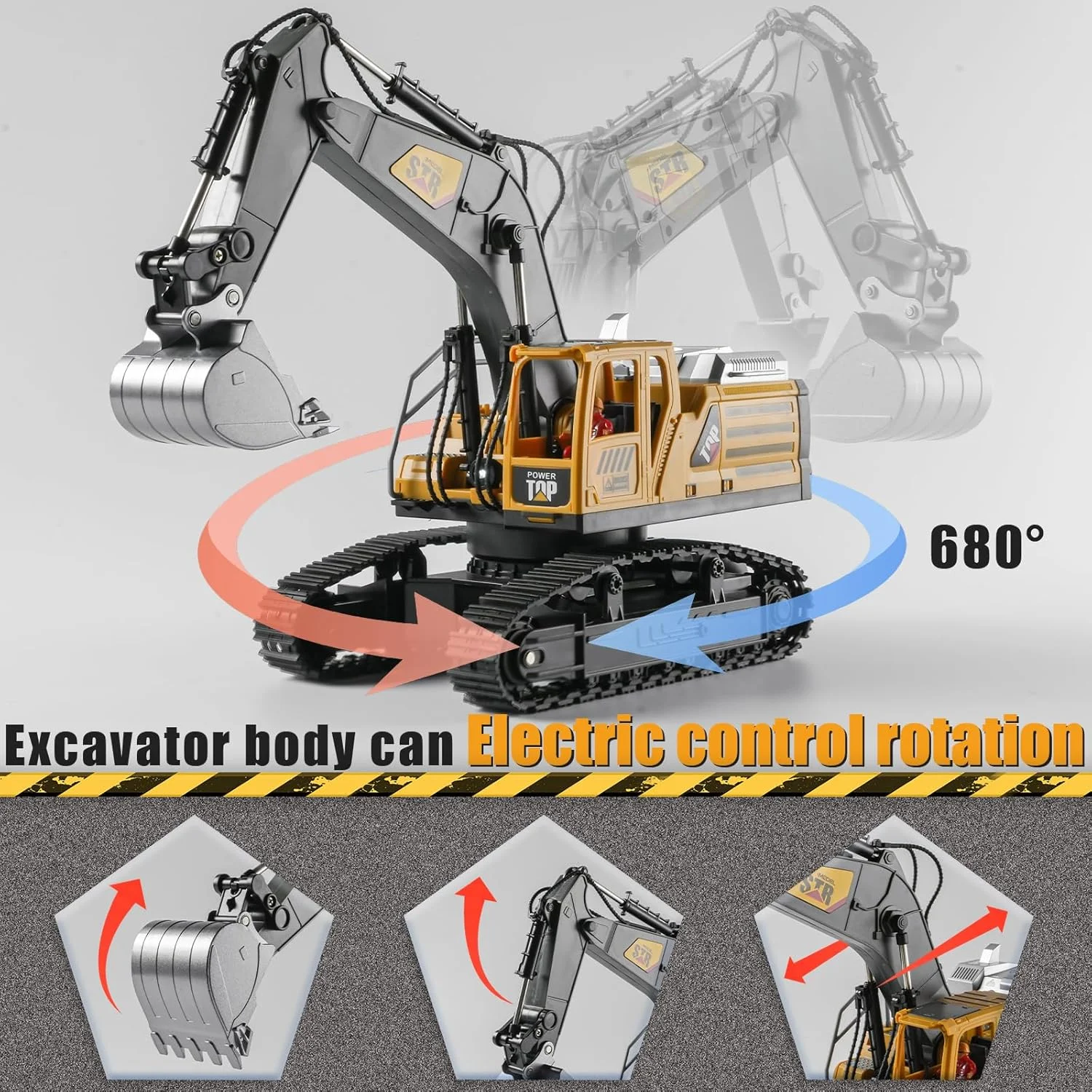 1:14 Professional Alloy RC Excavator - 14-Channel 2.4GHz Engineering Toy with Realistic Hydraulic Movement - KT205937 view 4