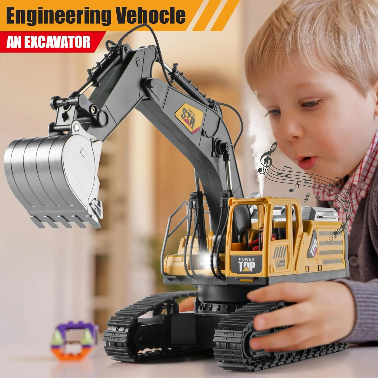 1:14 Professional Alloy RC Excavator - 14-Channel 2.4GHz Engineering Toy with Realistic Hydraulic Movement - KT205937 view 6
