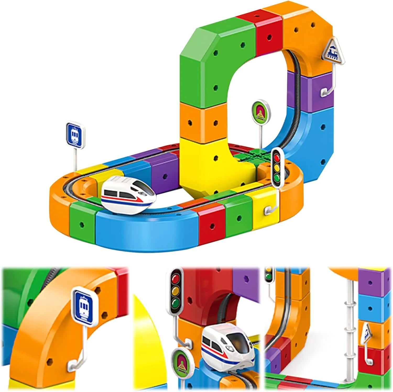 3D DIY Cube Track Racing Car (51pcs) - STEM Building Construction Toy, Creative Assembly Marble Track - KT206895 view 3