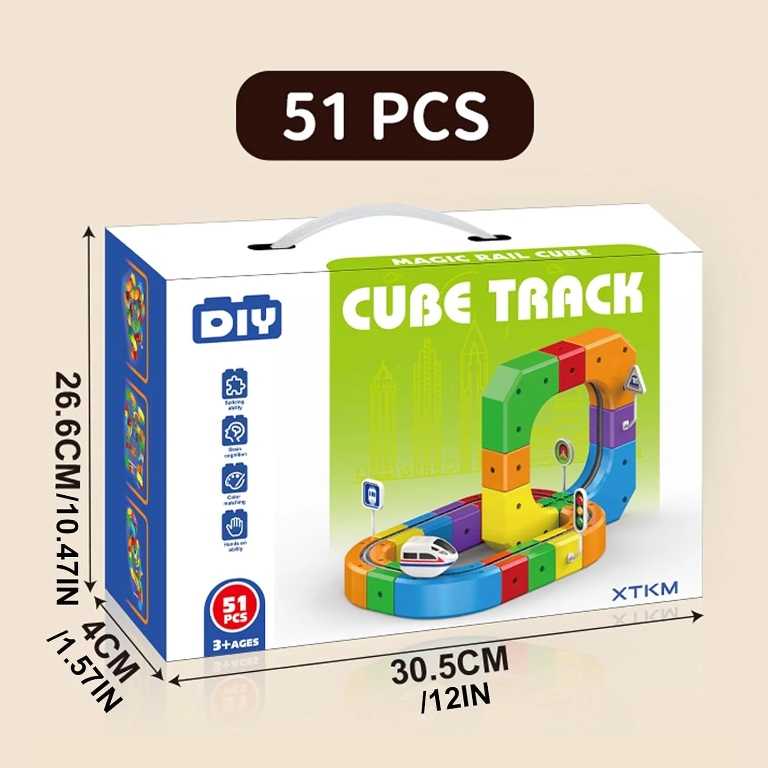3D DIY Cube Track Racing Car (51pcs) - STEM Building Construction Toy, Creative Assembly Marble Track - KT206895 view 6
