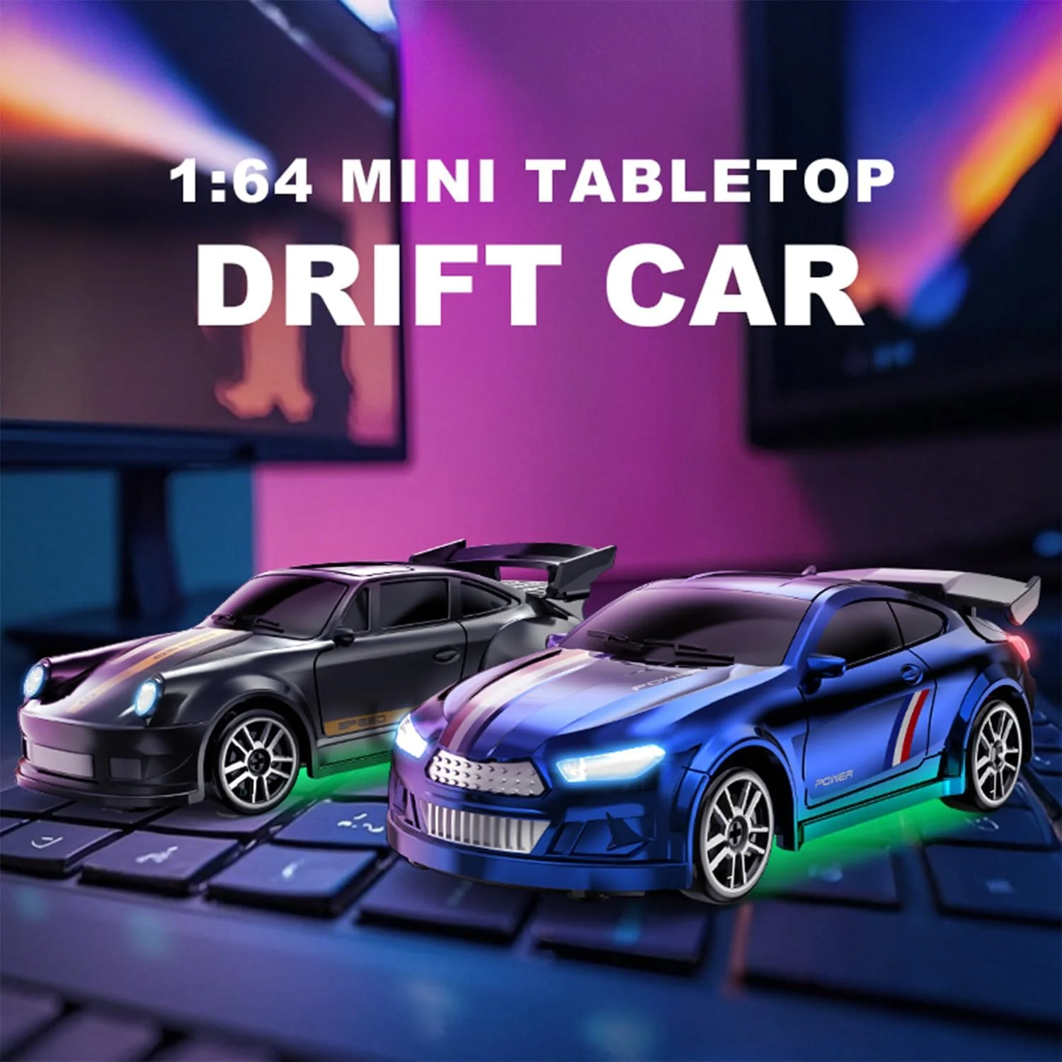 1:64 Pro Desktop Drift Racing Car - Mini RC Drift Car with Proportional Control, Type-C Charging, Collectible Toy - KT211467 view 5