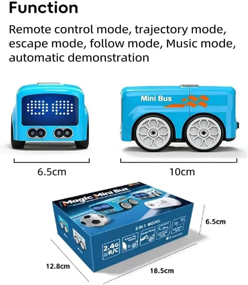 Magic Mini Bus Intelligent RC Toy - Transforming Bus with 5 Play Modes, Music, USB-C Rechargeable - KT211476 view 5