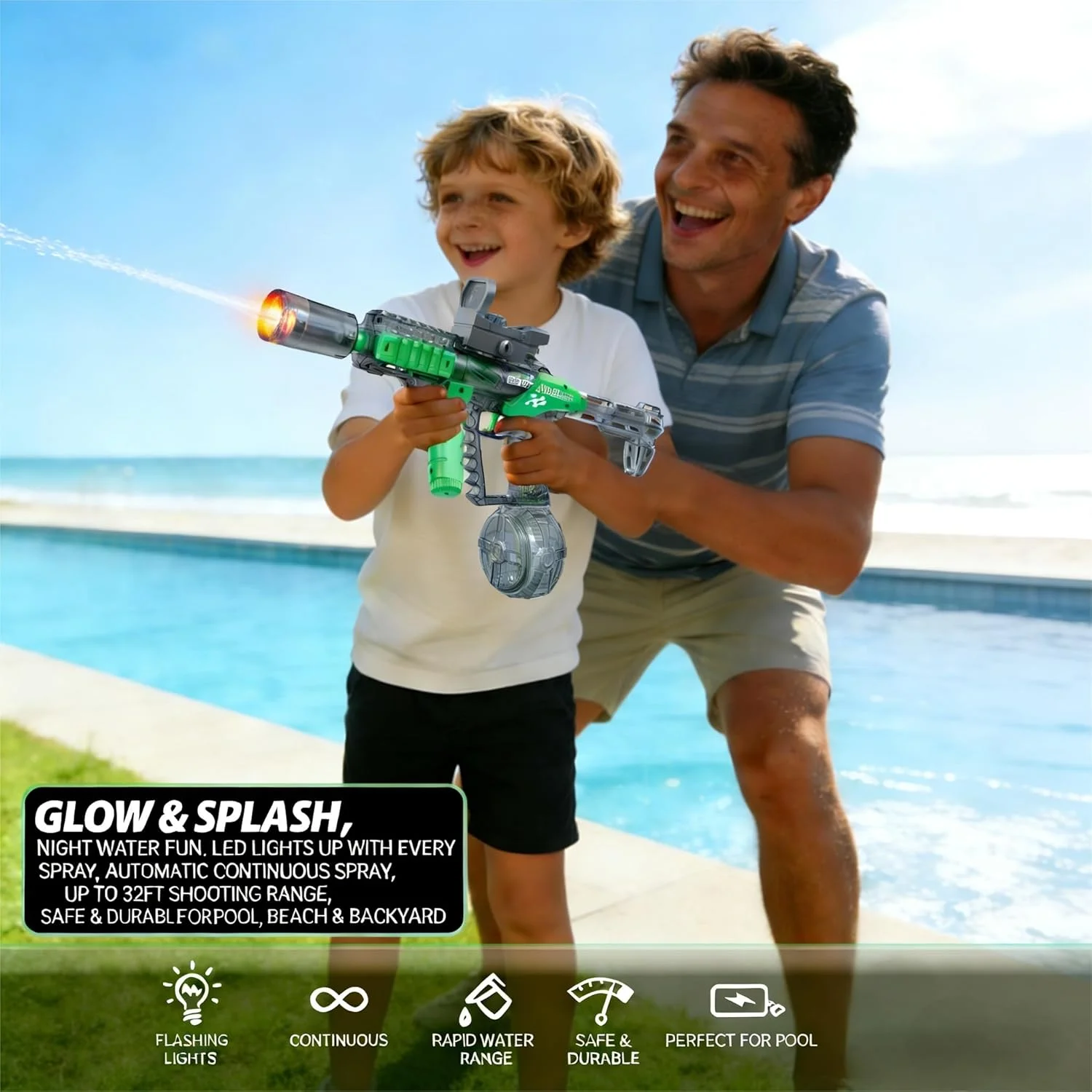 Dragon Spitfire Automatic Water Gun - Drum Magazine Electric Blaster, High Capacity Summer Toy - KT211532 view 5