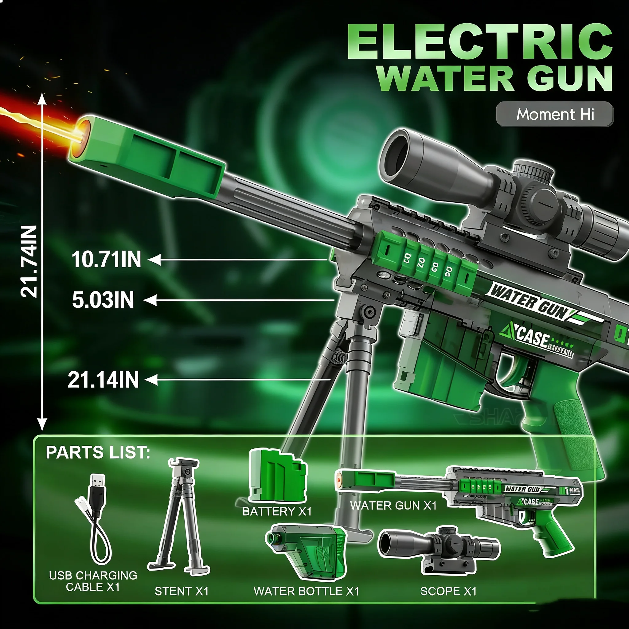 Sniper MSR Spitfire Automatic Water Gun - Tactical Drum Fed Electric Blaster, Long Range Summer Toy - KT211552 view 4