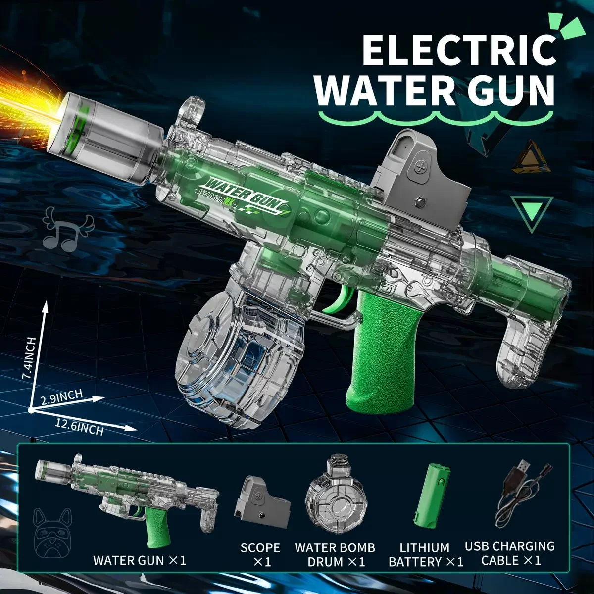 MSR Spitfire Automatic Water Gun (Blue) - Tactical Drum Fed Electric Blaster, USB Charging, 10M Range - KT211559 view 3