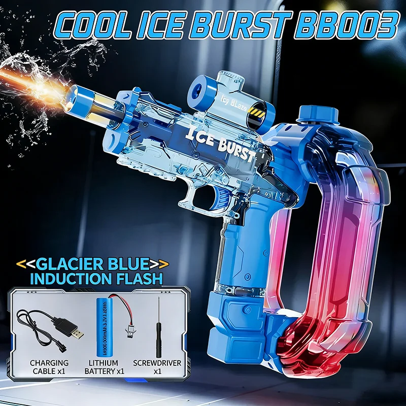 Ice Storm LED Automatic Water Gun - Colorful Glow Electric Blaster, 900ML Tank, 33FT Range Summer Toy - KT211574 view 4