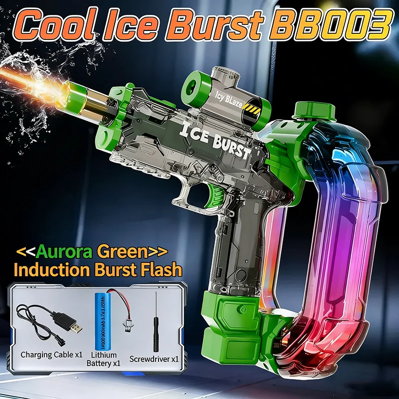 Ice Storm LED Automatic Water Gun - Colorful Glow Electric Blaster, 900ML Tank, 33FT Range Summer Toy - KT211574 view 7