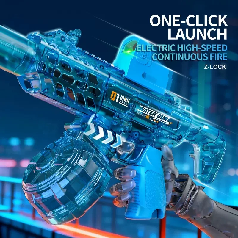 MCX Linkage Automatic Water Gun - Transparent Blue Electric Blaster with Mechanical Linkage Action - KT211575 view 3