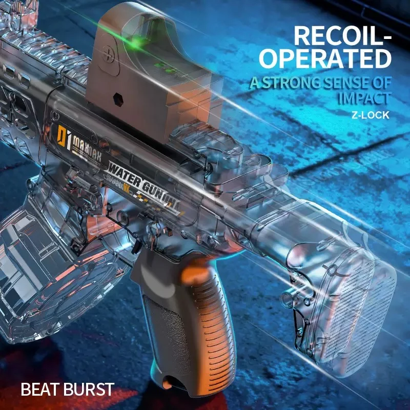 MCX Linkage Automatic Water Gun - Transparent Blue Electric Blaster with Mechanical Linkage Action - KT211575 view 4