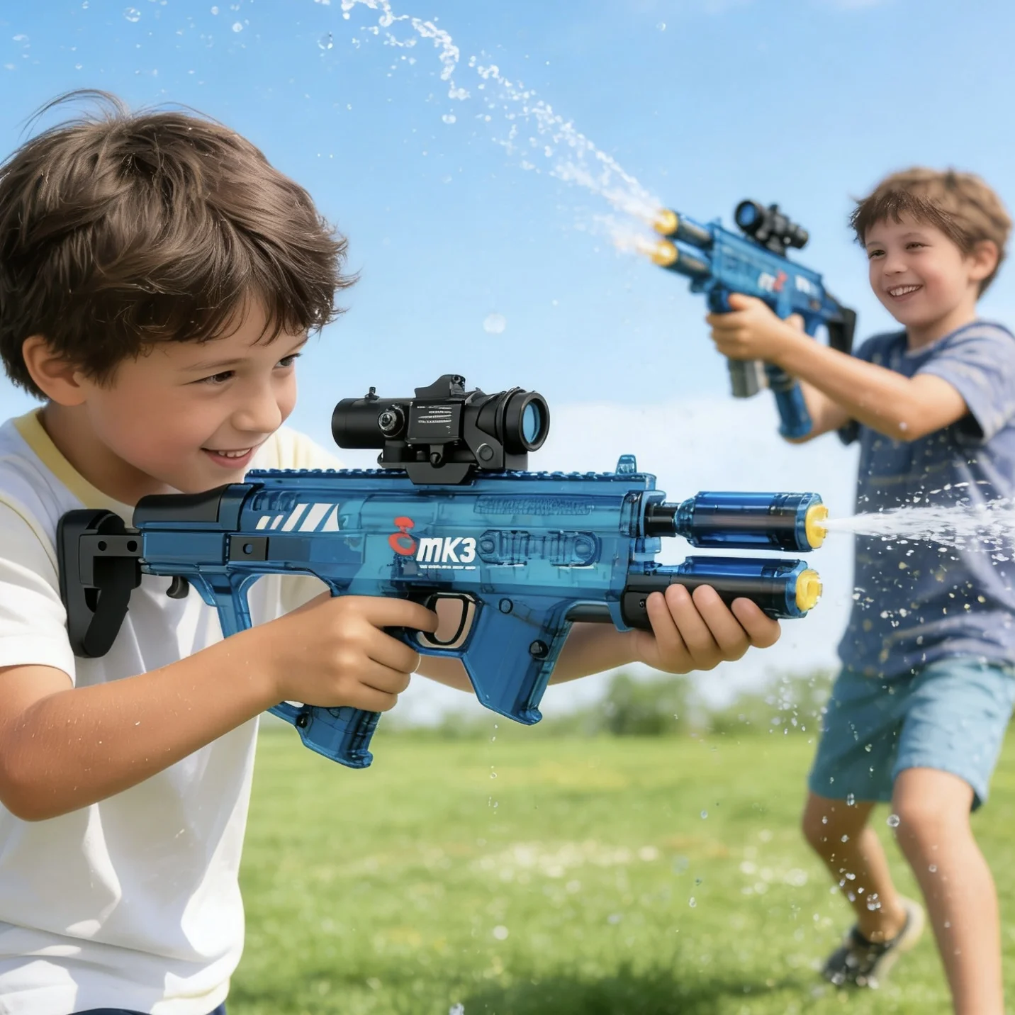 MK3 Dual Nozzle Automatic Water Gun - Flame Suppressor Design Electric Blaster, Twin Jet Summer Toy - KT211620 view 4
