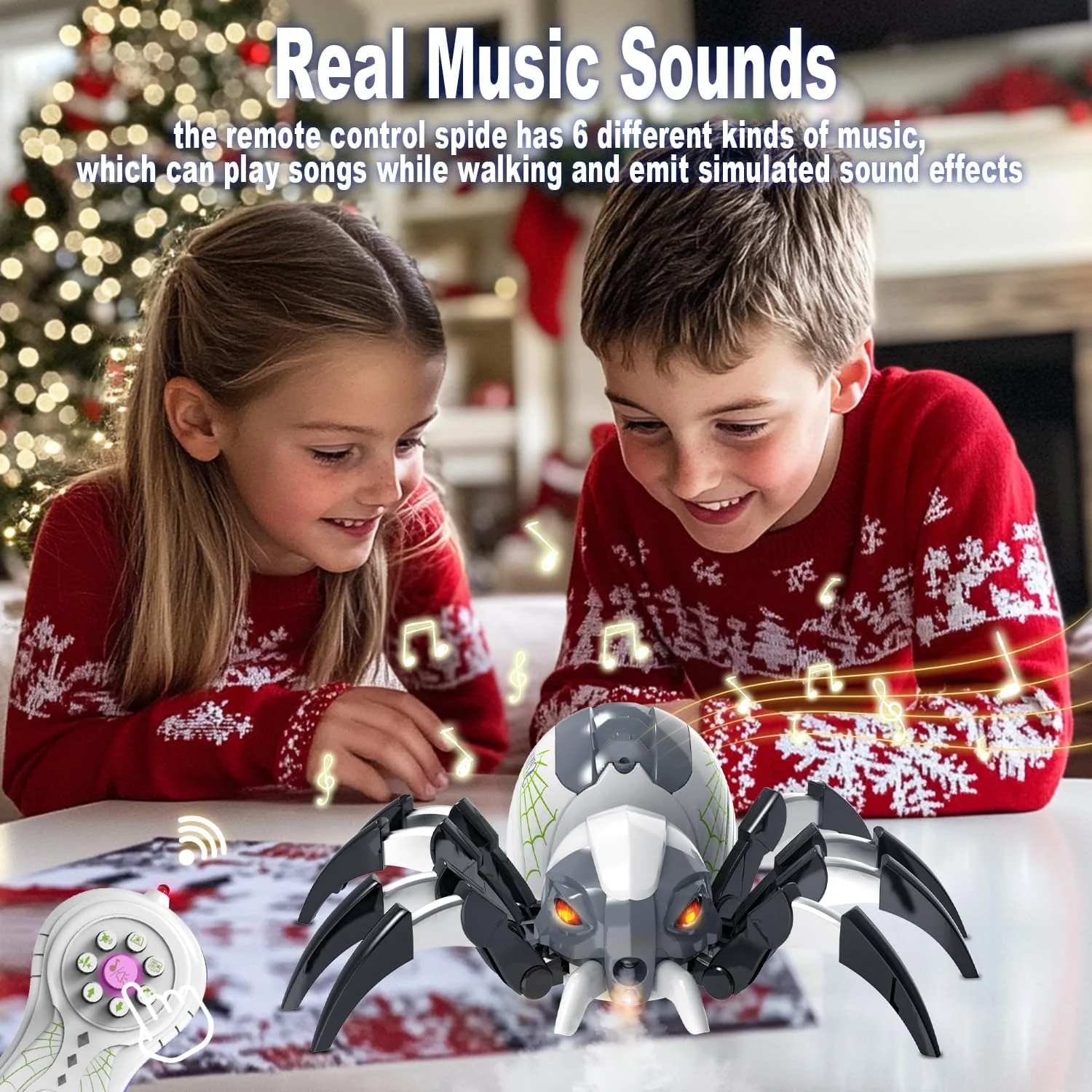 Remote Control Spraying Spider Toy - LED Light Music RC Spider with Water Mist, Halloween Novelty Gift - KT211681 view 6