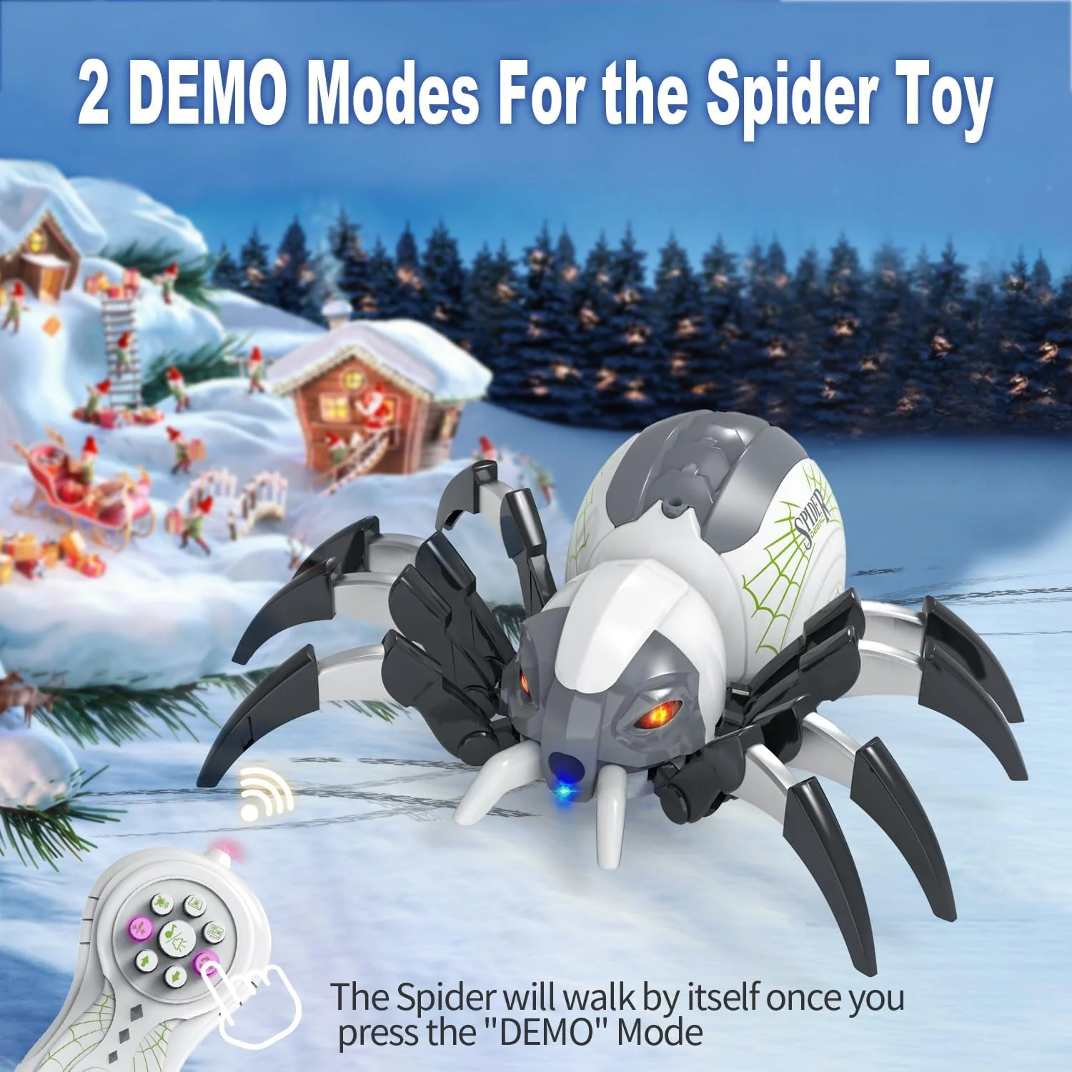 Remote Control Spraying Spider Toy - LED Light Music RC Spider with Water Mist, Halloween Novelty Gift - KT211681 view 7