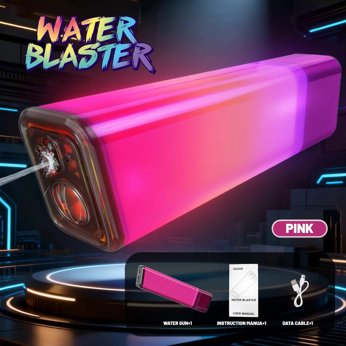 Prism LED Automatic Water Gun - 1200mAh Rechargeable Electric Blaster, Multi-Color Glow, 32FT Range - KT211784 view 2