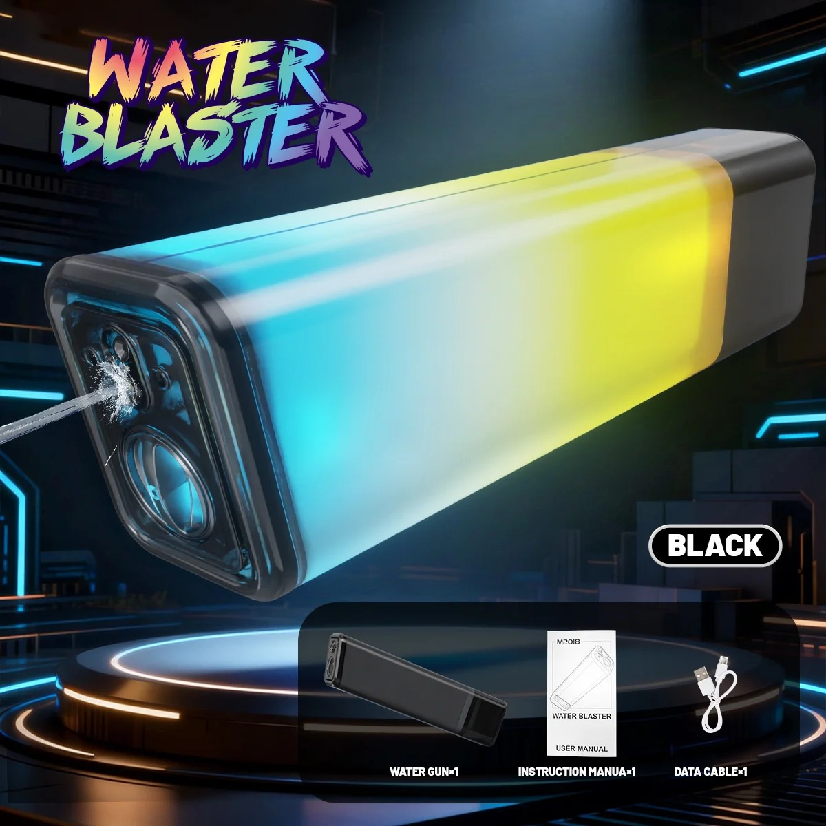 Prism LED Automatic Water Gun - 1200mAh Rechargeable Electric Blaster, Multi-Color Glow, 32FT Range - KT211784 view 5