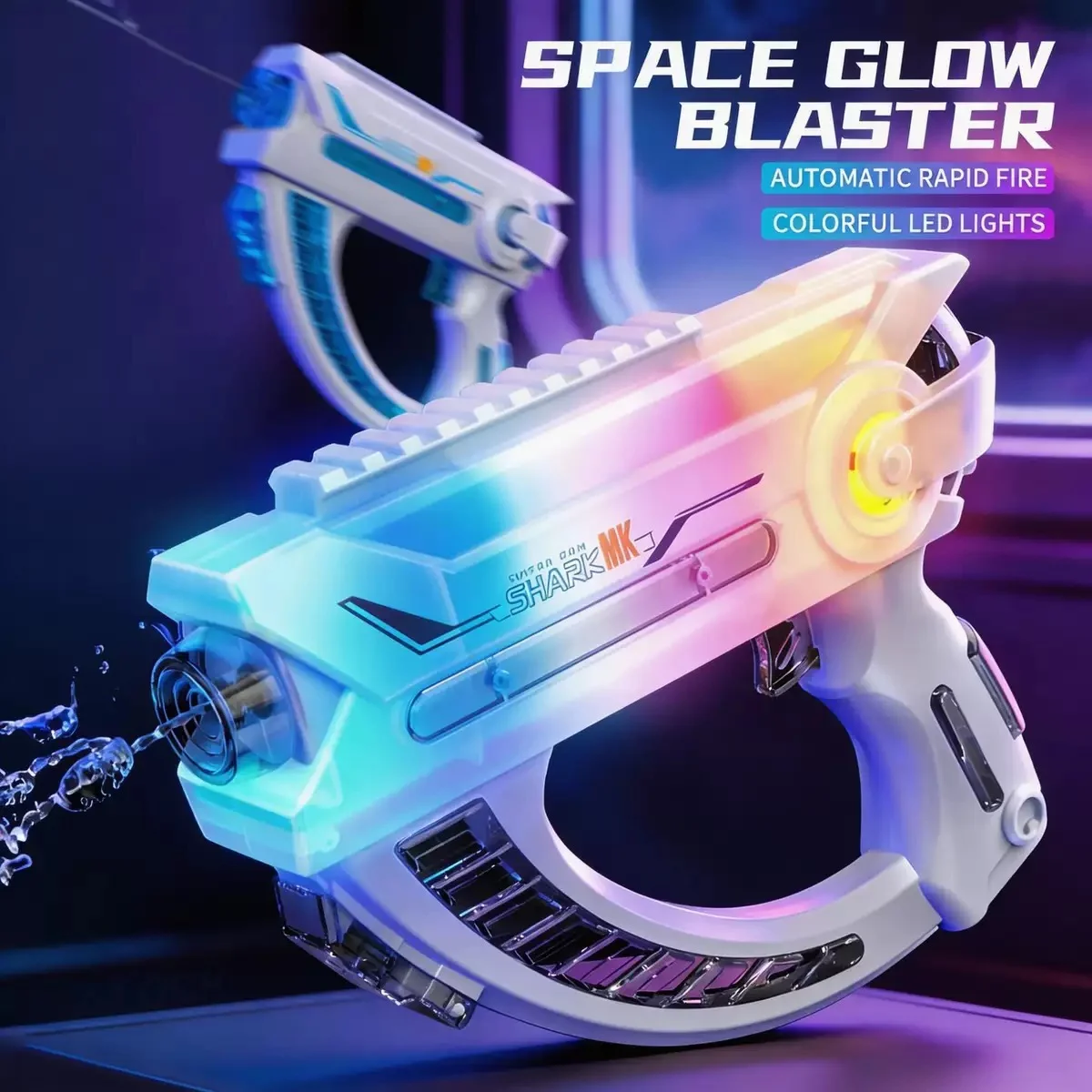 Beach & Pool Colorful Electric Water Gun - Space Glow Blaster with LED Effects, One-Button Firing Summer Toy - KT213024 view 4