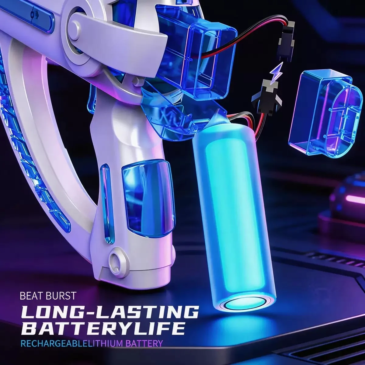 Beach & Pool Colorful Electric Water Gun - Space Glow Blaster with LED Effects, One-Button Firing Summer Toy - KT213024 view 6
