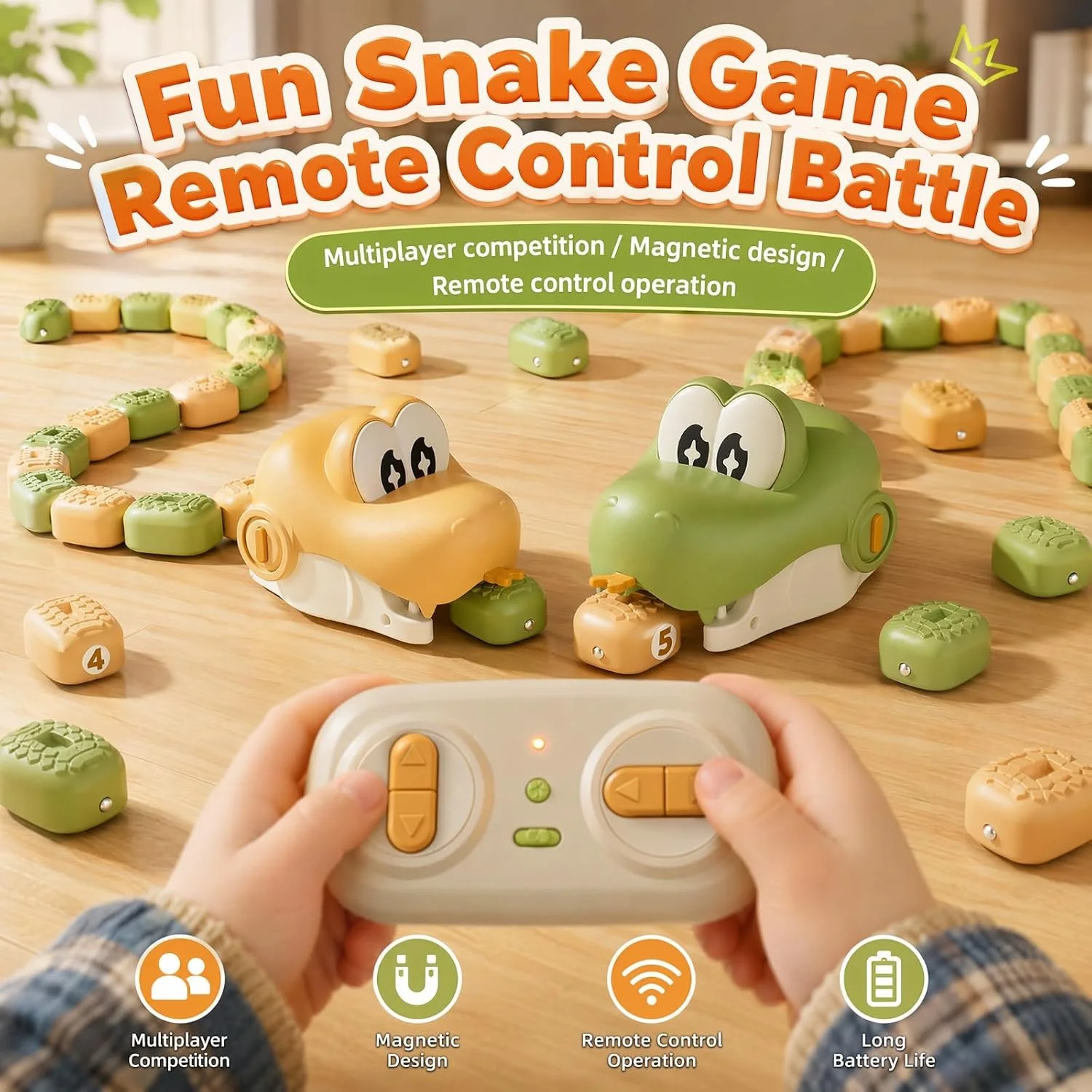 Remote Control Greedy Snake Toy - RC Snake with 14500/500mAh Lithium Battery, Flexible Body, Novelty Gift for Kids - KT216104 view 2