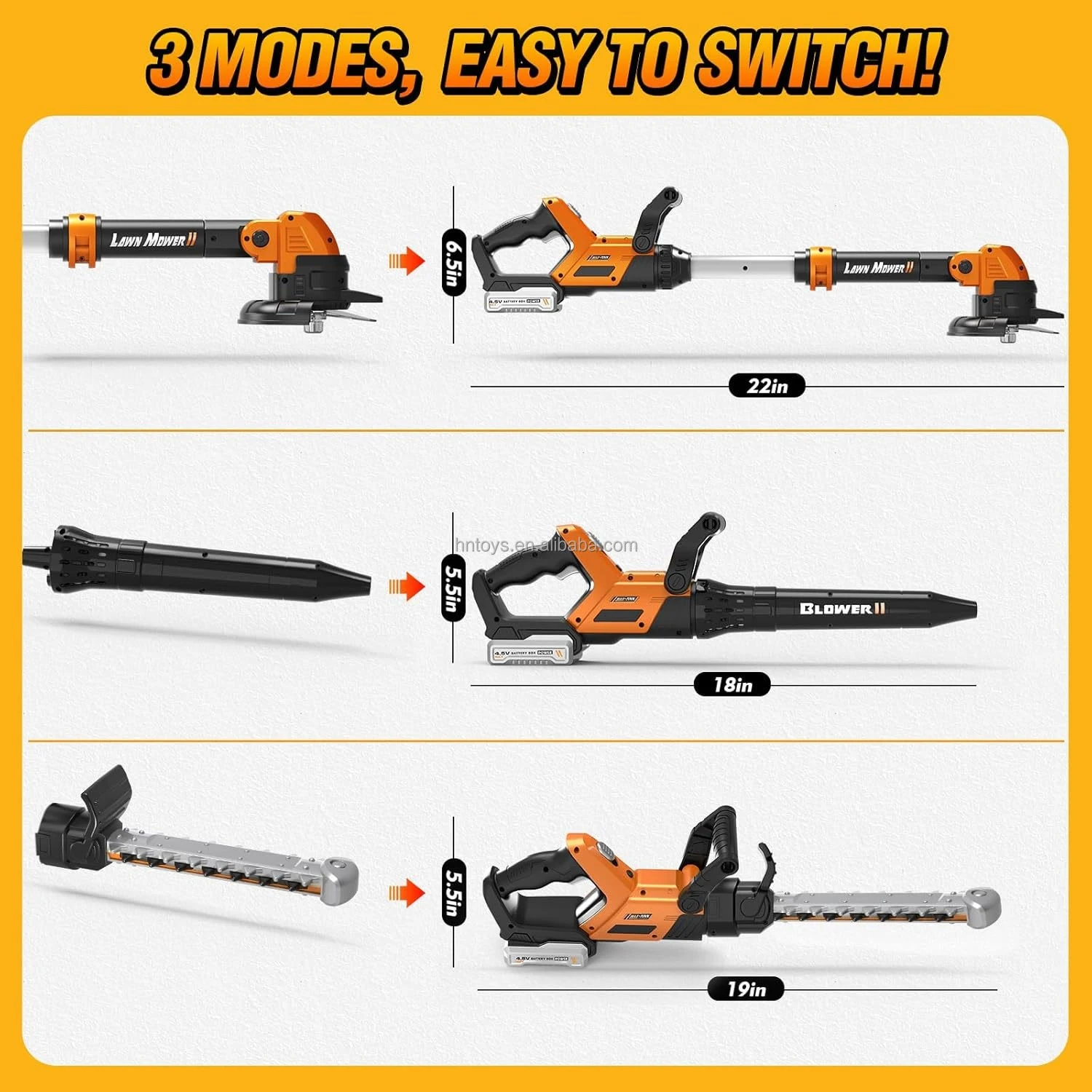 3-in-1 Power Garden Tools Set for Kids - Toy Lawn Mower Blower & Hedge Trimmer, Educational Role Play Gift - KT216108 view 6
