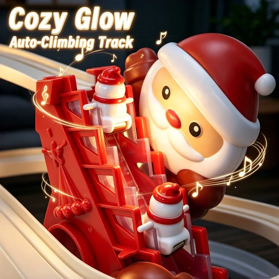 Christmas Santa Claus Auto Climbing Stairs Toy - Walking Musical Plush, Battery Operated Holiday Gift for Kids - KT216293 view 3