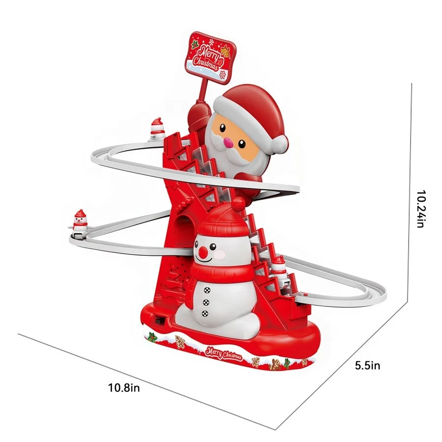 Christmas Santa Claus Auto Climbing Stairs Toy - Walking Musical Plush, Battery Operated Holiday Gift for Kids - KT216293 view 6